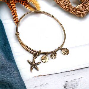 Alex and Ani Starfish Charm Bracelet Gold Finish Expands 2.0”- 3.5”